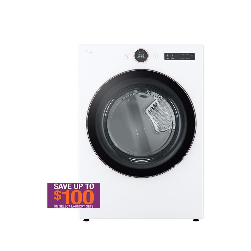 LG 7.4 cu. ft. Vented Stackable SMART Electric Dryer in White with TurboSteam and AI Sensor Dry Technology