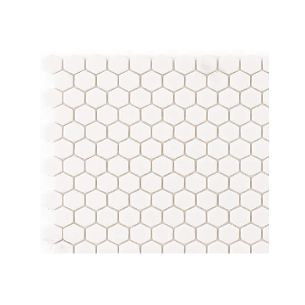 Take Home Tile Sample - Muze 5/8 in. Hexagon White 4 in. x 4 in. Hexagon Matte Glass Mosaic price history on PriceWatchPro