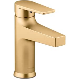 Taut Single Handle Single Hole Bathroom Faucet in Vibrant Brushed Moderne Brass