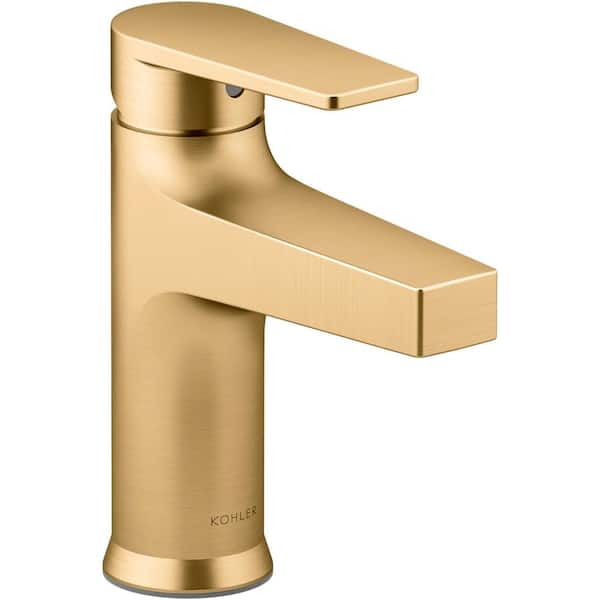 KOHLER Taut Single Handle Single Hole Bathroom Faucet in Vibrant Brushed Moderne Brass