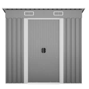 6 ft. W x 4 ft. D Galvanized Gray Metal Sheds and Outdoor Storage Shed With Lockable Doors(23.34 sq. ft.)