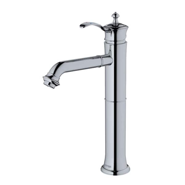 Karran Vineyard Single Handle Single Hole Vessel Bathroom Faucet with Matching Pop-Up Drain in Chrome