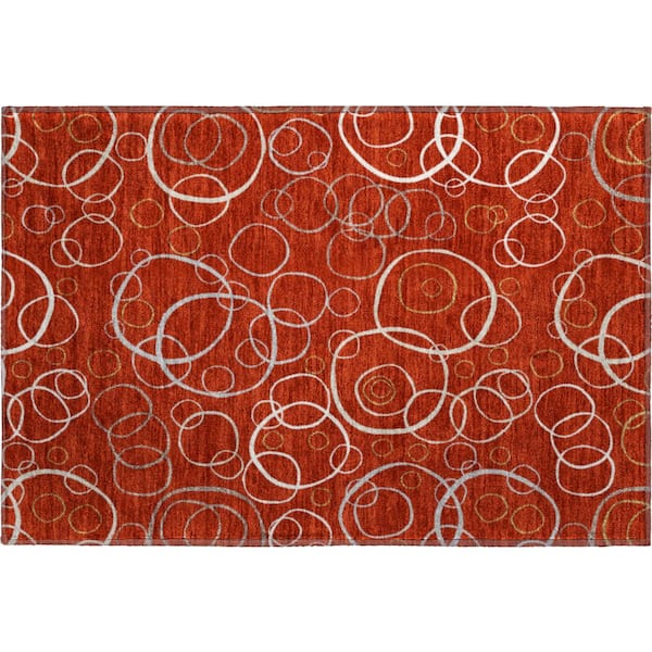 Mayfield Premium Machine Washable Abstract AMF2408 Red 2 ft. x 3 ft. Accent Rug