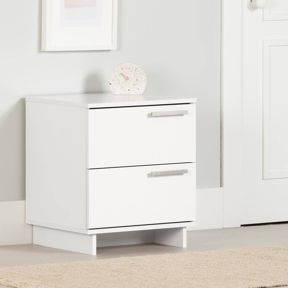 Pure White Scandinavian 2-Drawer Nightstand