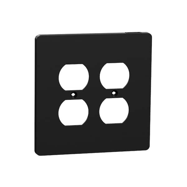 X Series 2-Gang Midsize Plus Duplex Outlet Wall Plate Matte Black