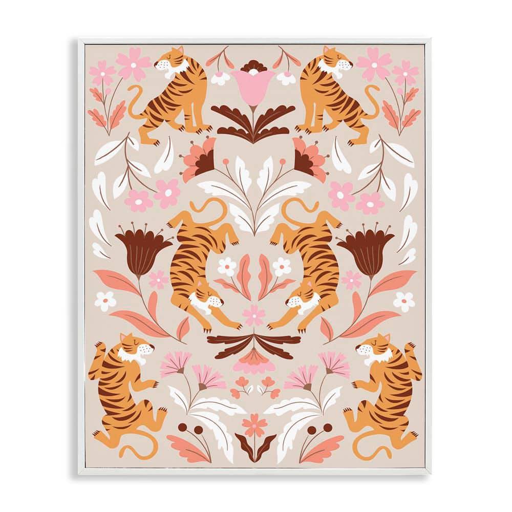 Mirrored Boho Tigers by Angela Nickeas White Framed Animal Giclee Art Print 30 in. x 24 in. price history on PriceWatchPro