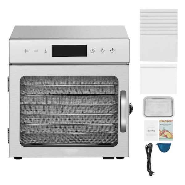 400 W Food Dehydrator, 8 Stainless Steel Trays, Adjustable Temperature & 24-Hour Timer, Electric Dryer for Jerky, Meat