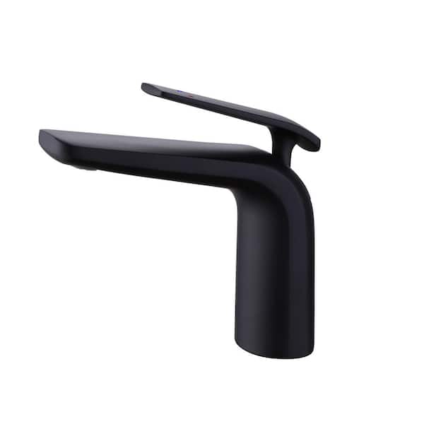 AIMADI Single-Handle Single-Hole Bathroom Faucet Modern Deck Mounted Brass Bathroom Basin Taps in Matte Black