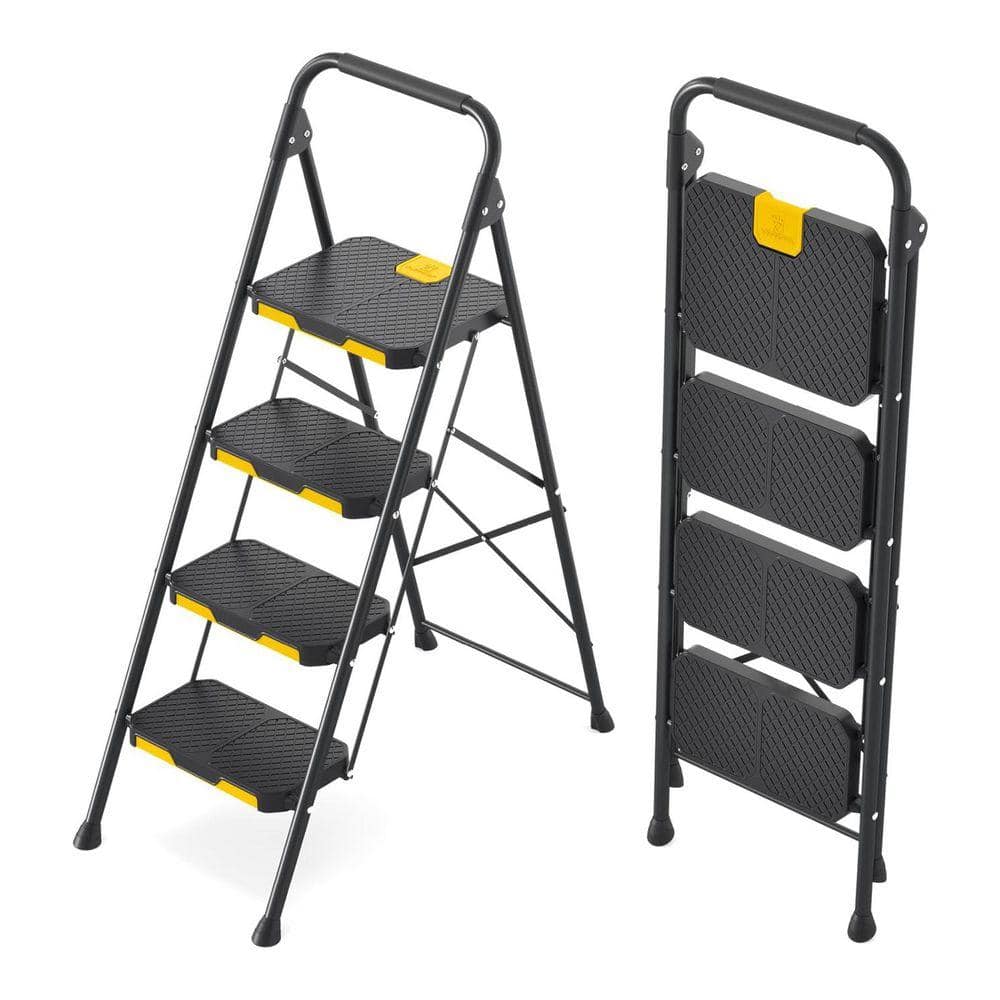 Justincity 4-Step Ladder Sturdy Steel Step Stool with Safe-Lock