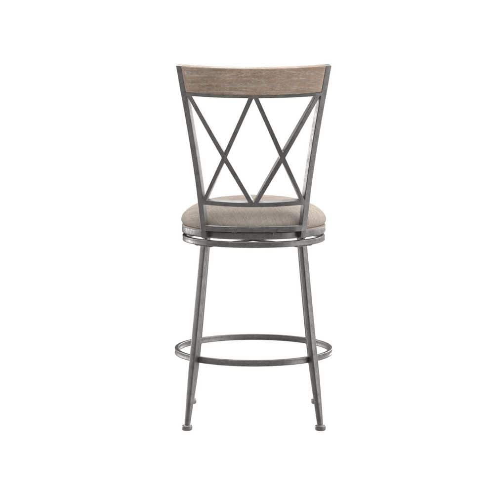 Aged Pewter Swivel Counter Stool with Sunbrella Fabric