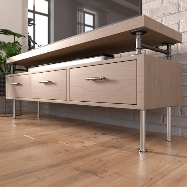 7 7/8 in. (200 mm) Stainless Steel 201 Round Furniture Leg with Leveling Glide