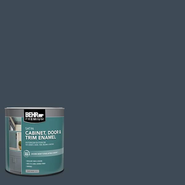BEHR PREMIUM 1 qt. #QE-56 Club Navy Satin Enamel Interior/Exterior Cabinet, Door & Trim Paint