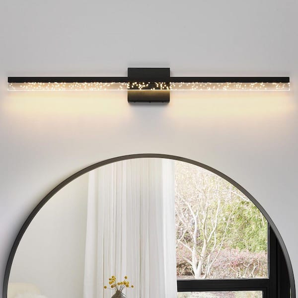 Modern 39.5 in. Integrated LED 5CCT Dimmable Black Bathroom Vanity Light Bar with Acrylic Bubble Shade