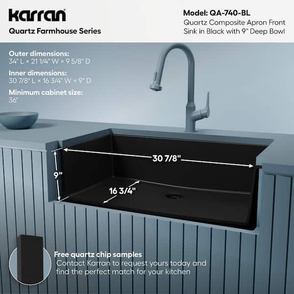 Karran Farmhouse/Apron-Front Quartz Composite 34 in. Single Bowl