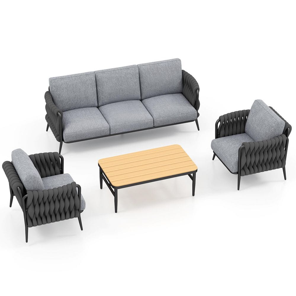 AeroWeave Series 5-Piece Outdoor Patio Conversation Set with Coffee Table and Grey Cushions price history on PriceWatchPro