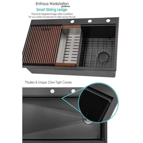 18 Black Cutting Board - Workstation Sink Accessory - (LCB18-BL) – Create  Good Sinks