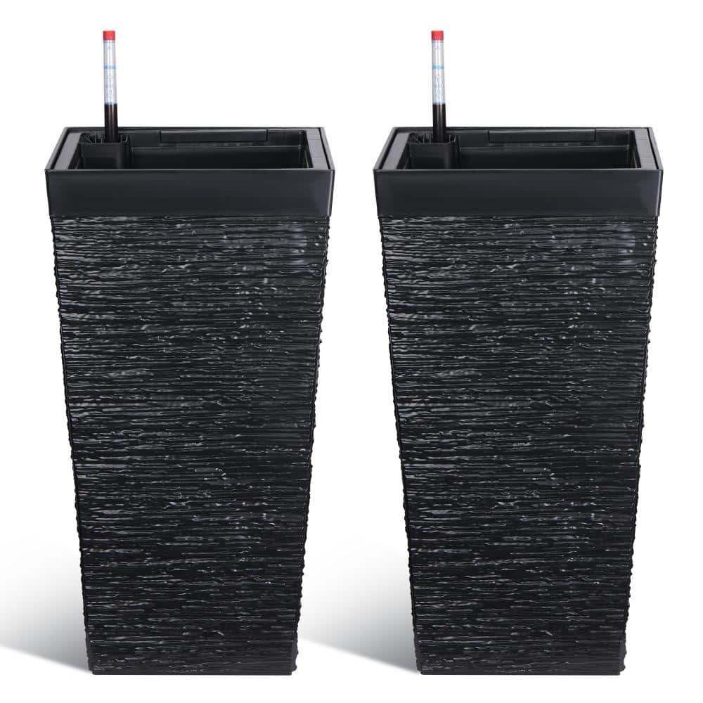 "Tall Planters Set of 2 – 22.5"" Large Flower Pots with Drainage Holes & Water Level Gauge  for Garden, Patio,Black" price history on PriceWatchPro