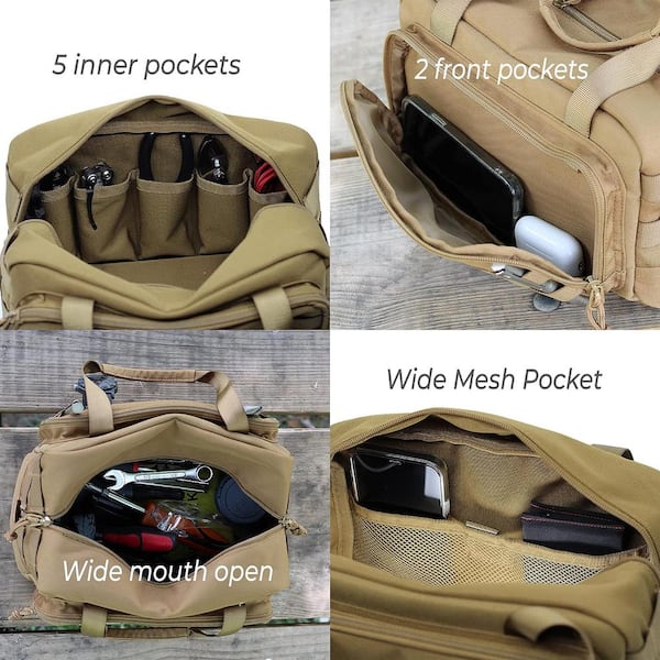12 in. Heavy-Duty Tool Bag Multi-Purpose Work Bag for Mechanics, Electrician, Carpenters, Gardeners, Plumbers