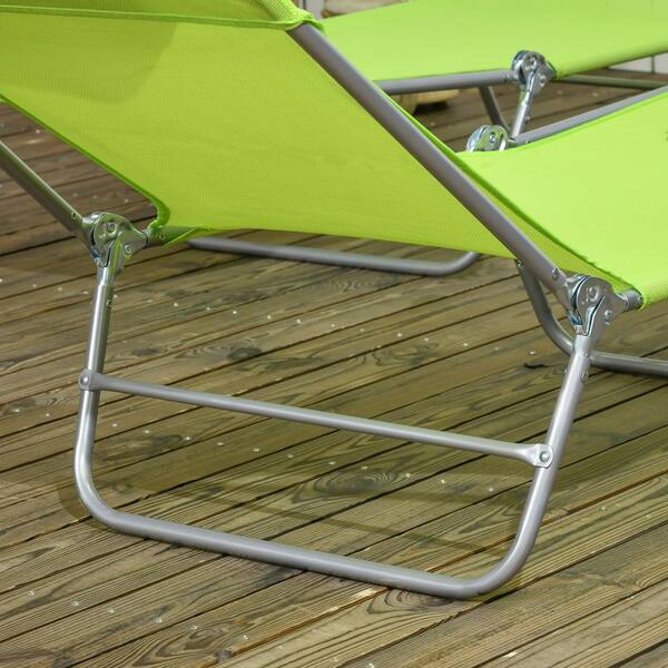 Zeus & Ruta 2-Piece Green Metal Outdoor Chaise Lounge with 6