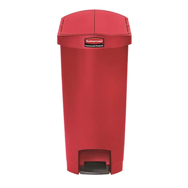 Rubbermaid Commercial Products Slim Jim Step-On 13 Gal. Red Plastic End Step Trash Can