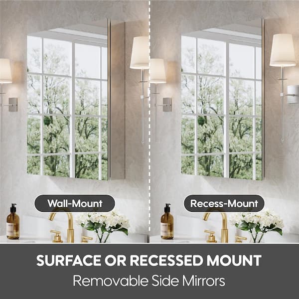 24 in. W x 30 in. H Medium Rectangular Aluminum Recessed/Surface Mount Medicine Cabinet with Mirror