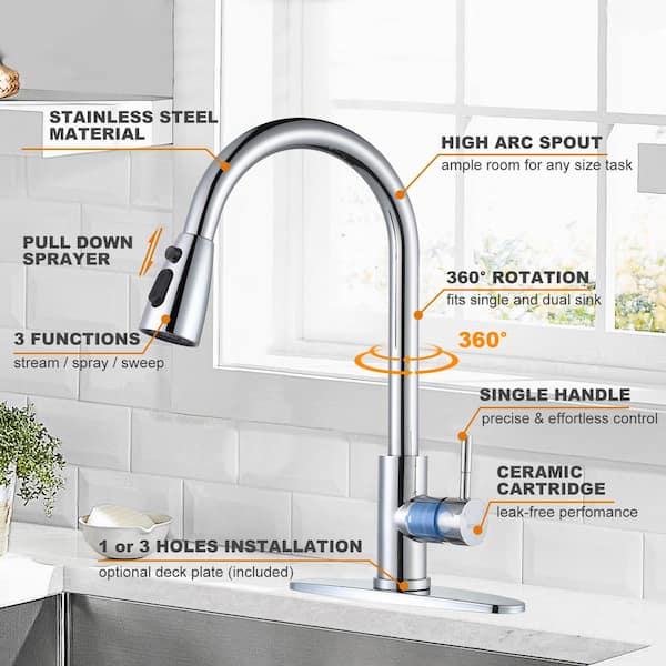 SOKA Kitchen Faucet with Pull Down Sprayer for $28 - SK5004NY SOKA Kitchen Faucet with Pull Down Sprayer for $28 - SK5004NY