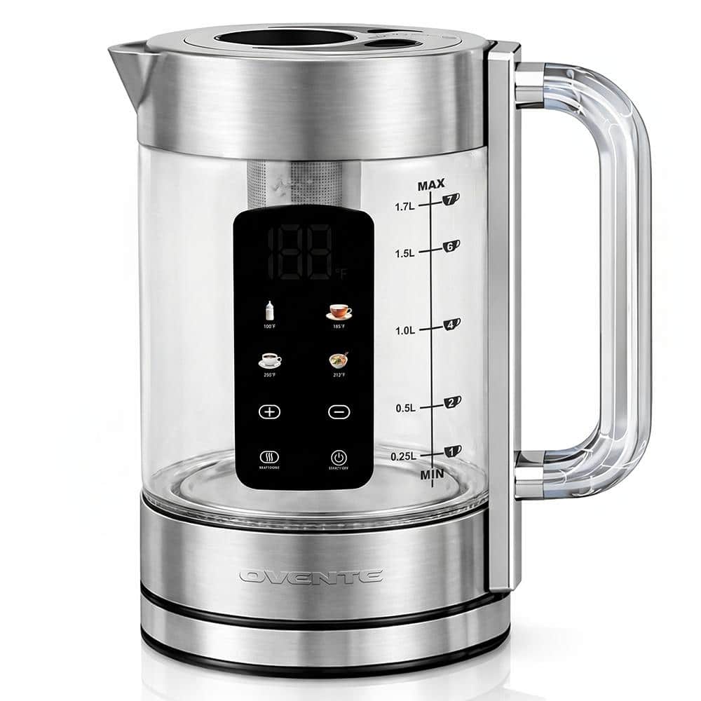 1.7L Digital Glass Tea Kettle, LED Lights, Temp Control, 4 Presets, Infuser, Auto Shut-Off, Silver KGD913S price history on PriceWatchPro