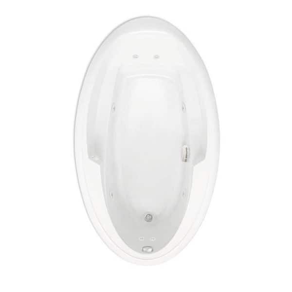Ariel III 72 in. x 41 in. Oval Drop-In Whirlpool Bathtub Acrylic Reversible Drain in White