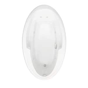 Ariel III 72 in. Acrylic Reversible Drain Oval Drop-In Whirlpool Bathtub with Heater in White