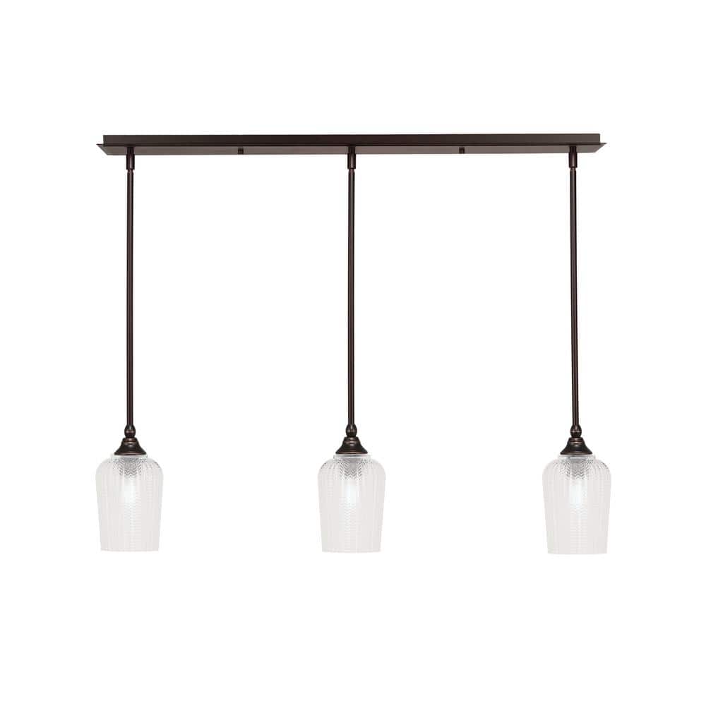 Livingston 100-Watt 3-Light Dark Granite Shaded Pendant Light with 5 in. Cl