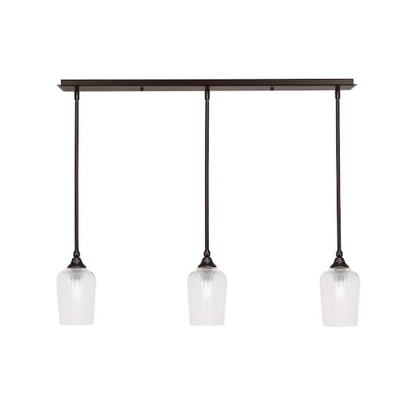 Unbranded Livingston 100-Watt 3-Light Dark Granite Shaded Pendant Light with 5 in. Clear Glass Shades, No bulbs