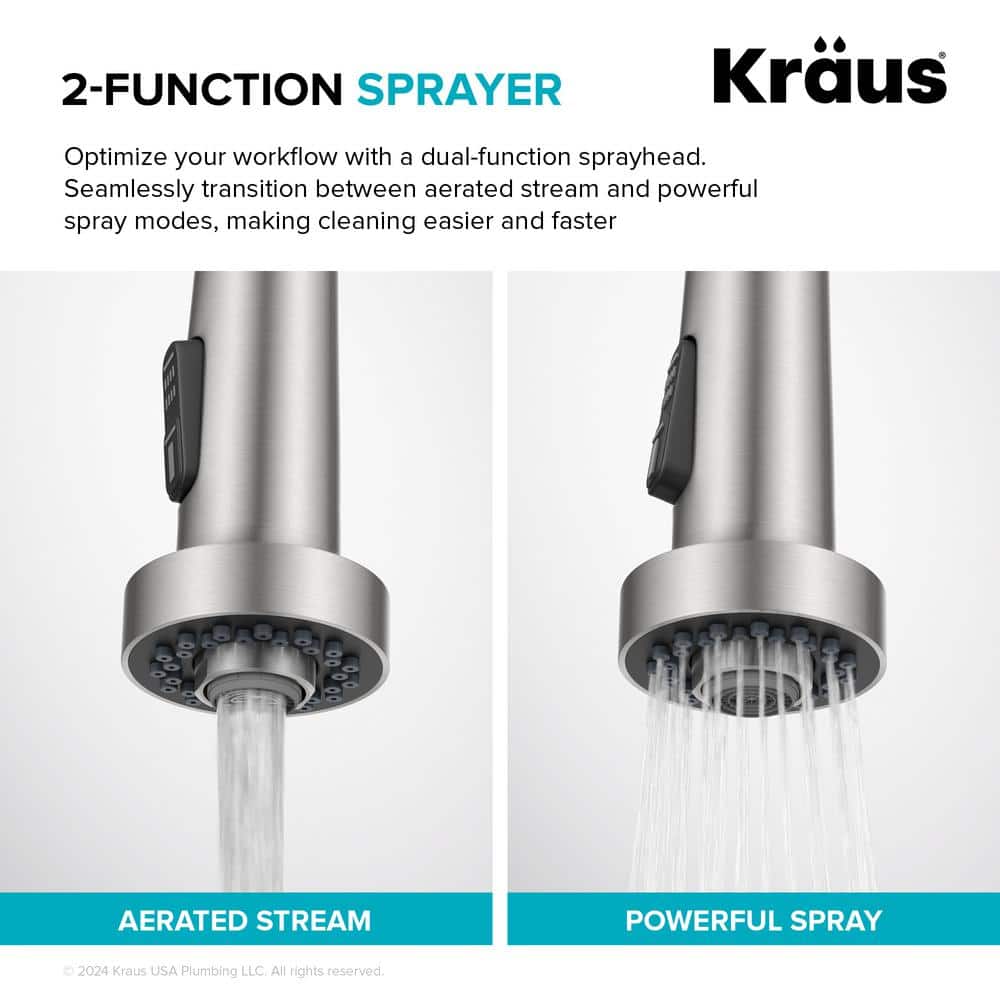 Brushed Brass Pull Down Kitchen Faucet with Spray