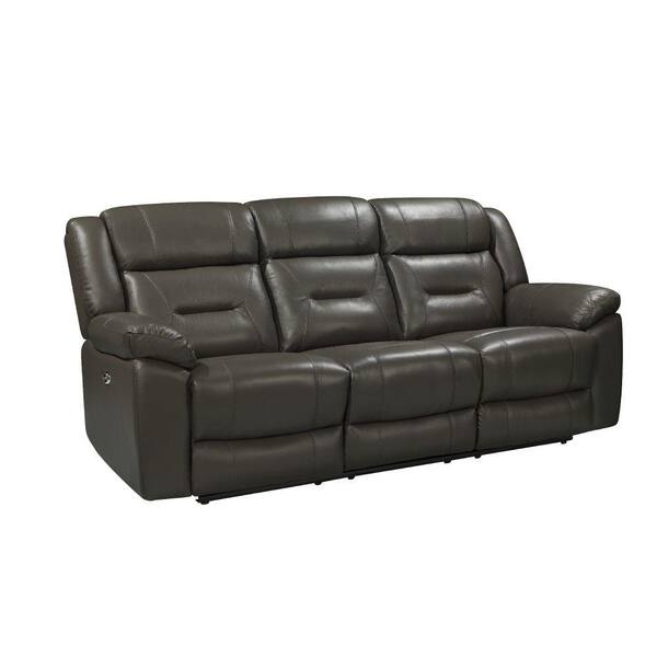 Benjara Gray Fabric Manual Recliner Sofa with Pillow Arms