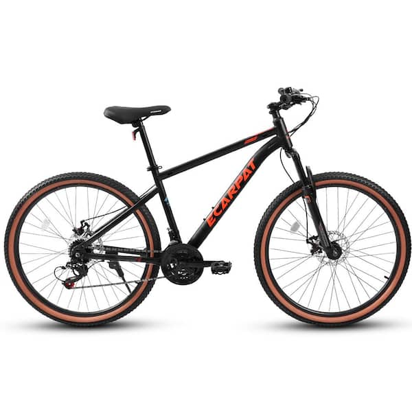 Sudzendf 24 in. Wheels Mountain Bike Carbon steel Frame Disc Brakes Thumb Shifter Front fork Bicycles, Black