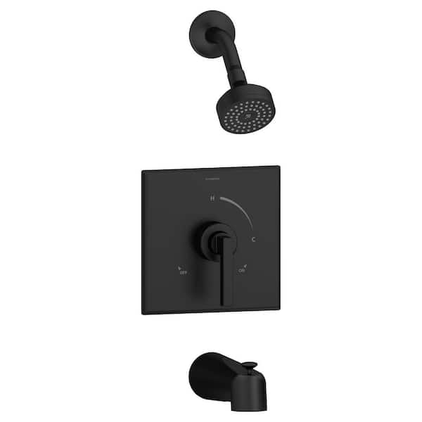 Symmons Duro 1-Handle 1-Spray Tub and Shower Faucet Trim Kit in Matte Black - 1.5 GPM (Valve Not Included)