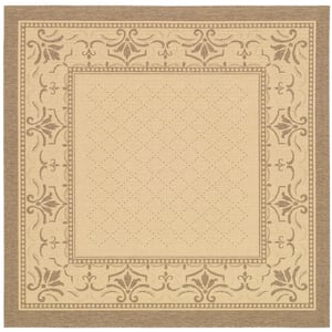 Courtyard Natural/Brown 8 ft. x 8 ft. Square Border Indoor/Outdoor Patio  Area Rug