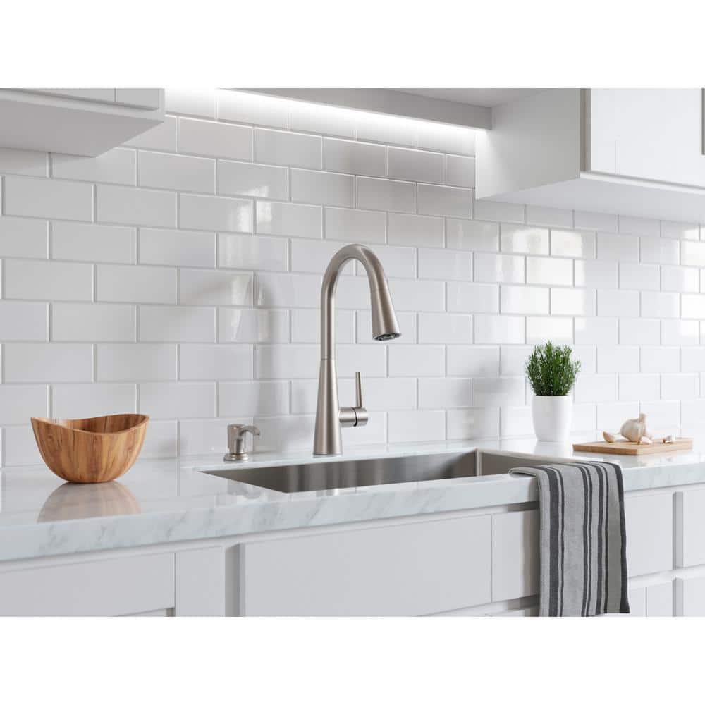 Stainless Steel High Arc Pull-Down Kitchen Faucet with Soap Dispenser