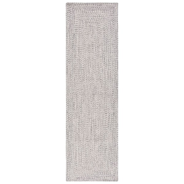 Braided Gray/Ivory 2 ft. x 8 ft. Machine Washable Concentric Woven Runner Rug