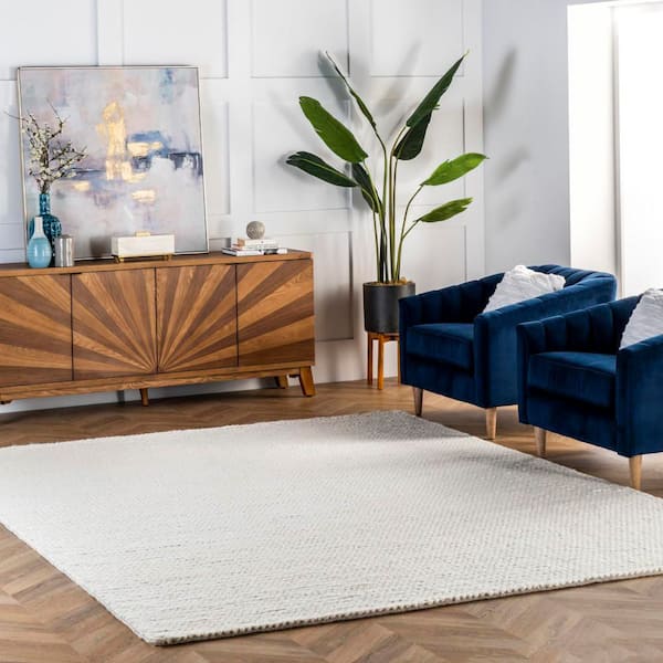 Caryatid Chunky Woolen Cable Off-White 4 ft. x 6 ft. Area Rug