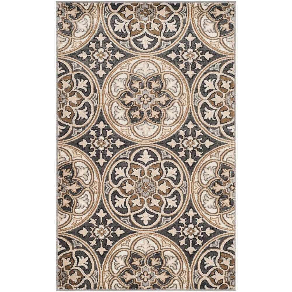 SAFAVIEH Lyndhurst Light Gray/Beige 3 ft. x 5 ft. Floral Area Rug Safavieh's Lyndhurst collection offers the beauty and painstaking detail of traditional Persian and European styles with the ease of polypropylene. With a symphony of floral, vines and latticework detailing, these beautiful rugs bring warmth and life to the room of your choice. This is a great addition to your home whether in the country side or busy city. Color: Light Gray/Beige.