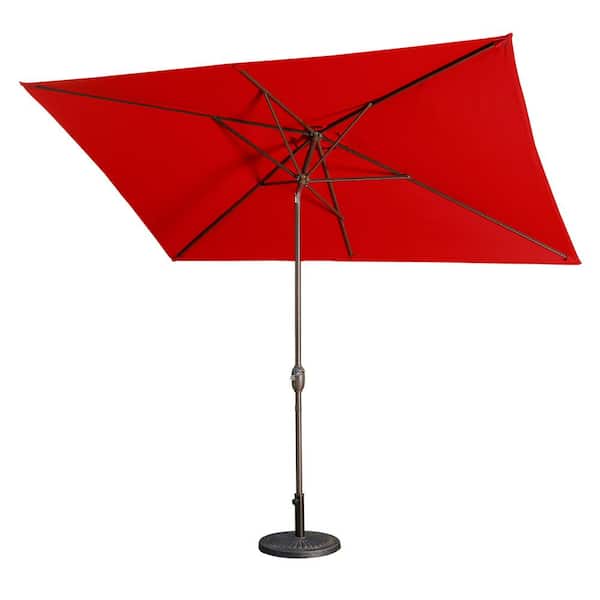 Unbranded 10 ft. Aluminum Rectangular Market Patio Umbrella in Red with Adjustable Canopy Tilt