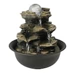 8.3 in. Resin 5-Tier Rock Cascading Tabletop Fountain with LED Light for Home Office Bedroom Relaxation