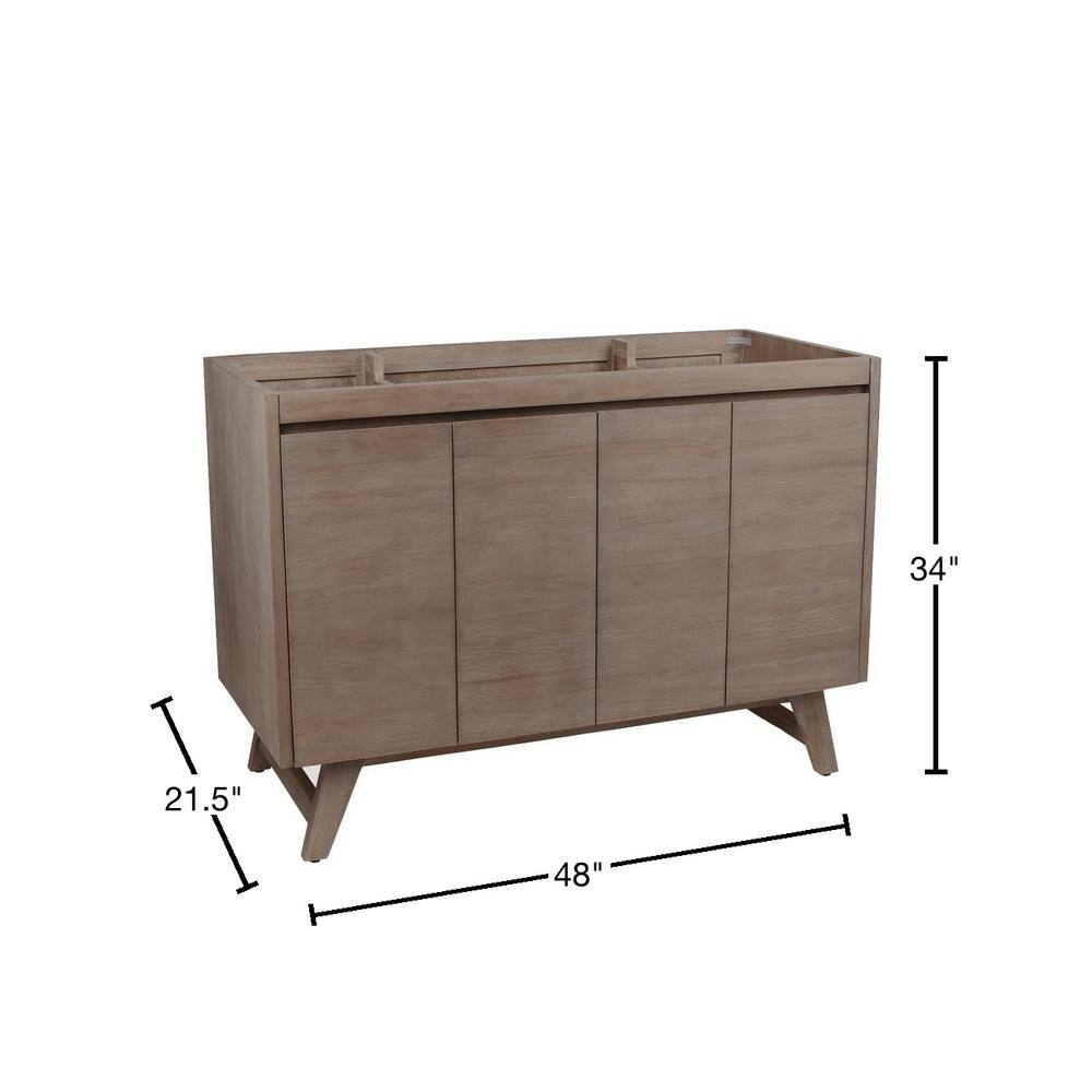 Coventry 48'' Gray Teak Solid Wood Single Free-Standing Vanity Base