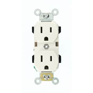 15 Amp Industrial Grade Narrow-Body Duplex Outlet, White