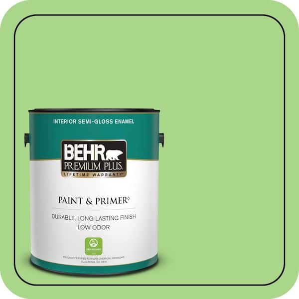 BEHR PREMIUM PLUS 1 gal. #430B-4 Peas in a Pod Semi-Gloss Enamel Low Odor Interior Paint & Primer