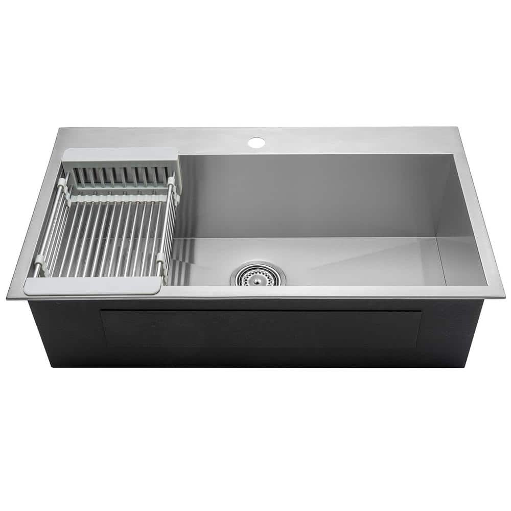 33-Inch Brushed Stainless Steel Single Bowl Kitchen Sink