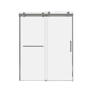 59 in. W x 76 in. H Sliding Frameless Shower Door in Chrome with Tempered Glass
