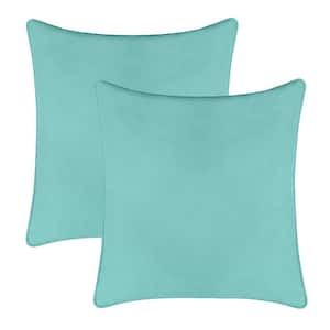 A1HC Aqua Blue Velvet Decorative Pillow Cover Pack of 2, 24 in. x 24 in. Hidden YKK Zipper, Throw Pillow Covers Only