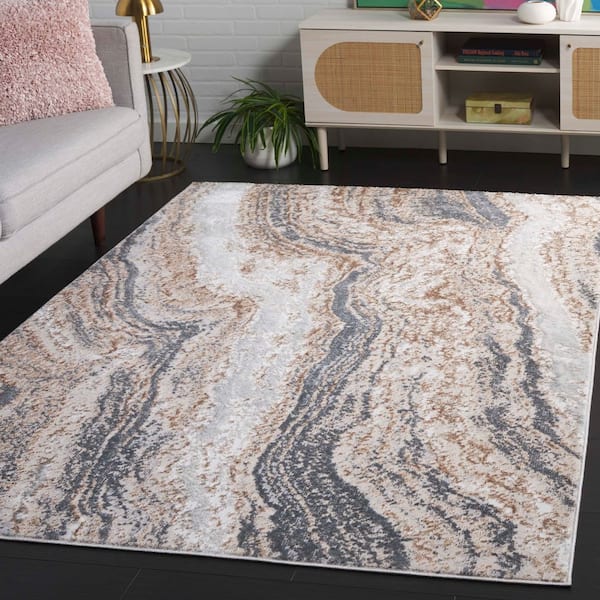 Aura 5 ft. x 7 ft. Beige/Dark Gray Abstract Area Rug