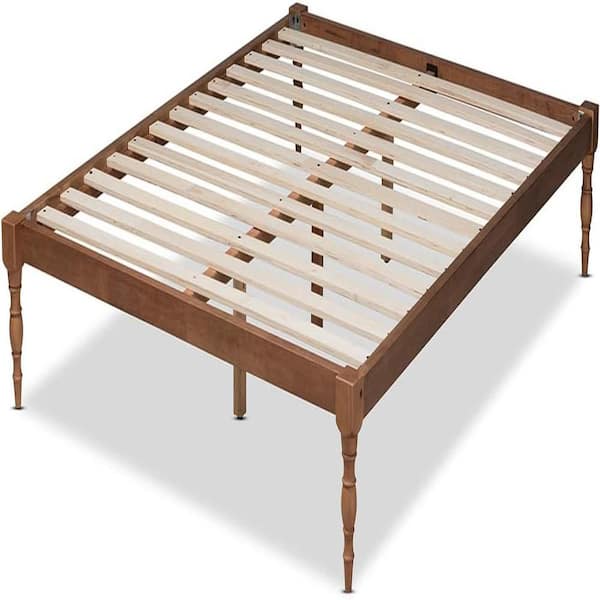 Brown Frame Queen Size Platform Bed, Durable Platform Bed for All Spaces, Space-Saving Modern Platform Bed